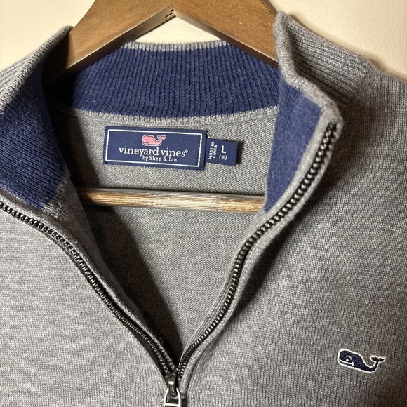 Vineyard Vines Gray Boys Quarter Zip Sweater Size 16 Large Preppy Frat - Picture 6 of 7
